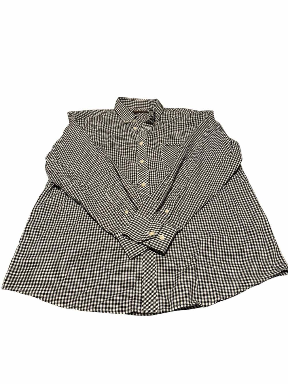 XL Black and White Ben Sherman Men's Gingham Check Button-Down Long Sleeve Shirt